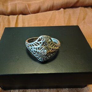 Vintage Avon Sterling Silver Filigree CZ Ring